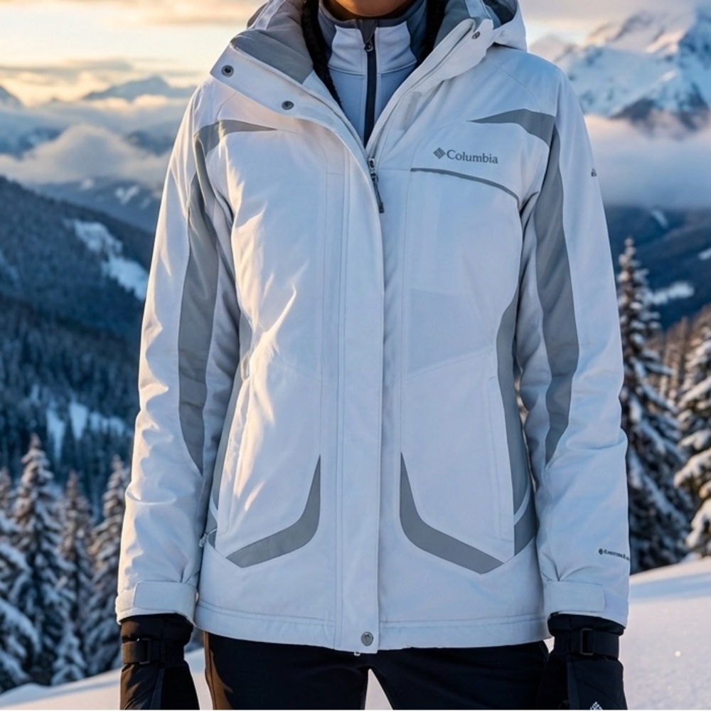 Columbia White and Gray Buttoned Jacket
